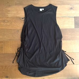 GAP Large Tall Sleeveless Side-Tie Cinched Ruched Women’s Top Blouse Shirt Black